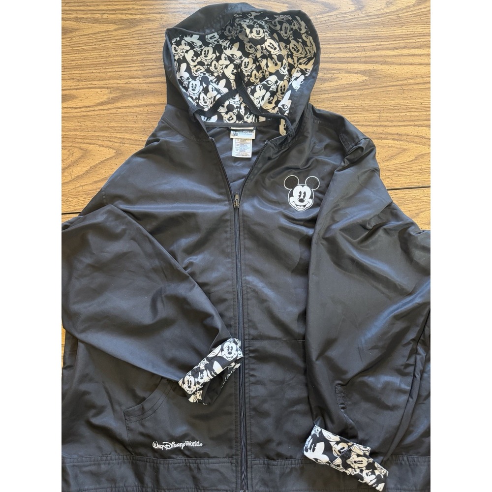 Disney Mickey Mouse Zip Hood Jacket Black Womens 1X Walt Disney World Jacket